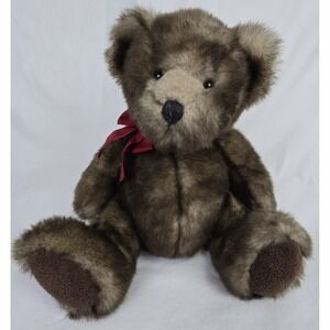 Vtg Russ‎ Berrie Bear Plush DANNY Brown Stuffed Animal 11" Made For Bombay Bow